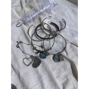 Mary Kay Silver Tone Inspirational Charm Bracelet Cuff Lot 6pc Set Motivational